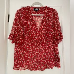 Kooples Size 3 (US large, 29/30) short sleeved floral blouse.